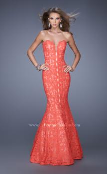 Picture of: Lace Mermaid Gown with Scalloped Lace Trim in Orange, Style: 20570, Main Picture
