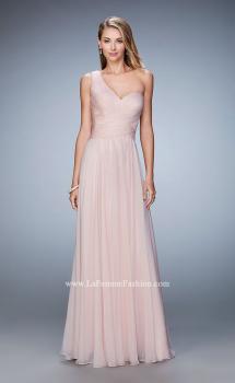 Picture of: Long One Shoulder Prom Gown with Criss Cross Bodice in Pink, Style: 20639, Main Picture