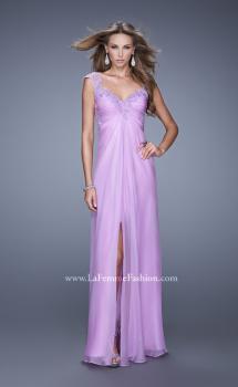 Picture of: Embellished Chiffon Gown with Beaded Lace Straps in Purple, Style: 20694, Main Picture
