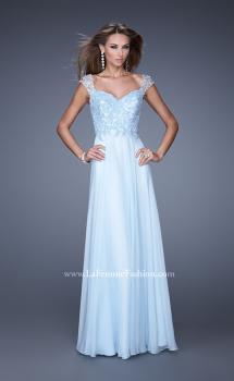 Picture of: Beaded Lace Sweetheart Prom Dress with Sheer Straps in Blue, Style: 20701, Main Picture