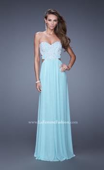 Picture of: Embellished Net Jersey Dress with Cut Outs and Side Straps in Blue, Style: 20861, Main Picture