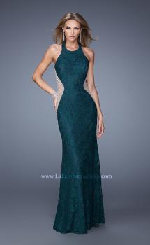 Picture of: Lace Halter Prom Gown with Crystal Beading in Blue, Style: 20896, Main Picture