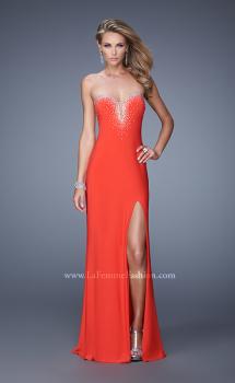 Picture of: Embellished Jersey Prom Dress with Sheer Detail in Red, Style: 21071, Main Picture