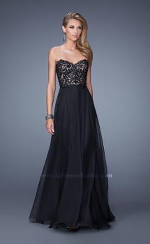 Picture of: Long Chiffon Prom Gown with Jeweled Embroidery in Black, Style: 21153, Main Picture