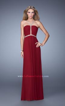 Picture of: Sheer Back Jersey Prom Dress with Rhinestones in Red, Style: 21185, Main Picture