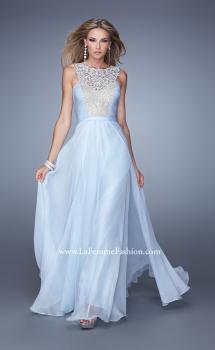 Picture of: High Scoop Neckline Prom Gown with Rhinestone Detail in Powder Blue, Style: 21222, Main Picture