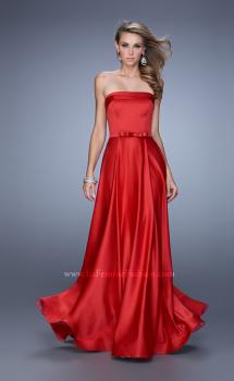 Picture of: Elegant Satin Prom Gown with Bow Belt and Pockets in Red, Style: 21225, Main Picture
