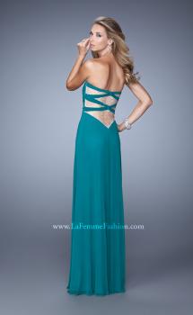 Picture of: Long Jersey Prom Dress with Beaded Net Detailing in Green, Style: 21232, Main Picture