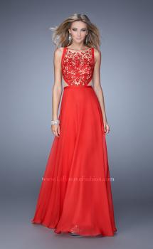 Picture of: Sleeveless Chiffon Prom Dress with Lace Appliques in Red, Style: 21353, Main Picture
