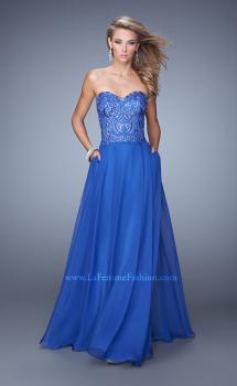 Picture of: Embroidered Chiffon Prom Dress with Pockets in Blue, Style: 21360, Main Picture