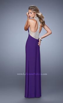 Picture of: Jersey Prom Dress with Embroidered Halter Straps in Purple, Style: 21362, Main Picture