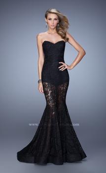 Picture of: Mermaid Prom Dress with Sheer Lace and Shorts in Black, Style: 21428, Main Picture