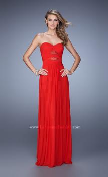 Picture of: Gathered Bodice Prom Dress with Rhinestone Accents in Red, Style: 21462, Main Picture