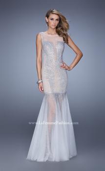 Picture of: Mermaid Dress with Tulle Skirt and Iridescent Stones in Nude, Style: 21466, Main Picture