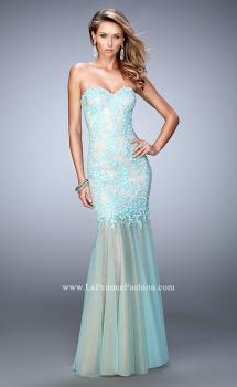 Picture of: Net Mermaid Prom Dress with Sheer Skirt and Rhinestones in Mint, Style: 21604, Main Picture