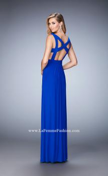 Picture of: Strappy Back Prom Dress with Cut Outs and Gathering in Blue, Style: 21889, Main Picture