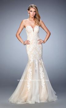 Picture of: Sweetheart Neckline Gown with Rhinestone Lace Detail in White, Style: 22167, Main Picture
