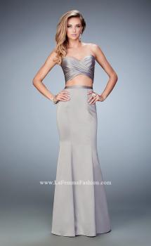 Picture of: Two Piece Long Prom Dress with Sheer Back and Stones in Silver, Style: 22207, Main Picture
