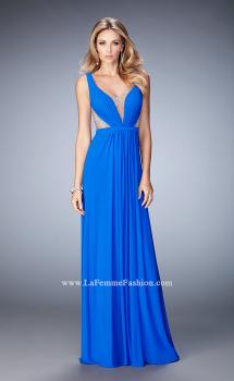 Picture of: Alluring Prom Dress with Plunging Neckline and Open Back in Blue, Style: 22238, Main Picture