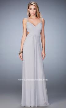 Picture of: Rhinestone Embellished Net Gown with Cut Outs in Silver, Style: 22304, Main Picture