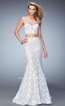 Picture of: Two Piece Lace Gown with Mermaid Skirt and Corset Top in White, Style: 22311, Main Picture