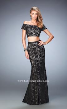 Picture of: Two Piece Off the Shoulder Lace Dress with Lace in Black, Style: 22317, Main Picture