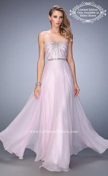 Picture of: Chiffon Prom Gown with Crystals, Pearls, and Rhinestones in Pink, Style: 22337, Main Picture