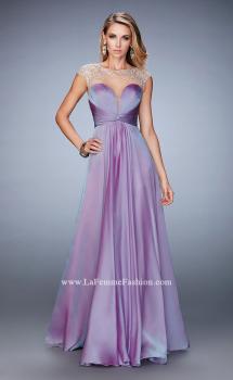 Picture of: Long Chiffon Prom Dress with Gathered Bodice and Skirt in Purple, Style: 22338, Main Picture