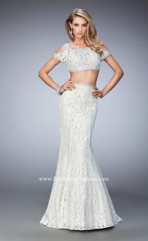Picture of: Cold Shoulder Two Piece Prom Dress with Mermaid Skirt in White, Style: 22339, Main Picture