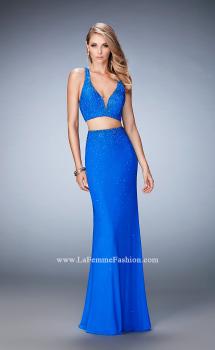 Picture of: Rhinestone Two Piece Dress with Diamond Open Back in Blue, Style: 22368, Main Picture