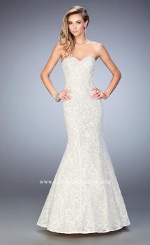 Picture of: Long Sequin Lace Prom Dress with Sweetheart Neck in White, Style: 22390, Main Picture