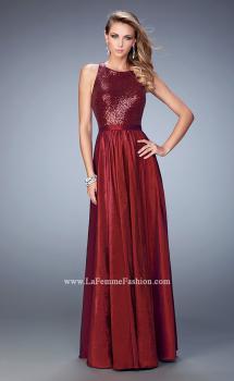 Picture of: Taffeta Prom Gown with Sequined Bodice in Red, Style: 22439, Main Picture