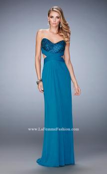 Picture of: Elegant Prom Dress with Bandeau Style Back and Beads in Blue, Style: 22454, Main Picture