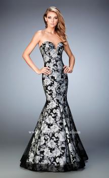 Picture of: Mermaid Gown with Flower Underlay and Rhinestones in Print, Style: 22487, Main Picture