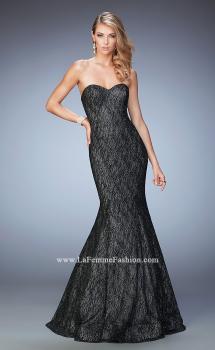 Picture of: Long Prom Gown with Sparkle Net Overlay in Black, Style: 22488, Main Picture