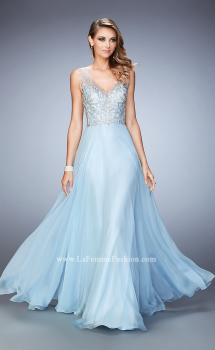 Picture of: Long Chiffon Prom Dress with Sheer Straps and Back in Blue, Style: 22499, Main Picture