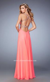 Picture of: Embellished Lace Applique Chiffon Prom Dress in Orange, Style: 22503, Main Picture