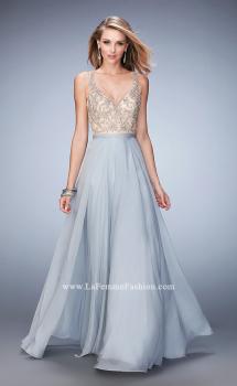 Picture of: V Neck Chiffon Prom Dress with Vintage Beading in Silver, Style: 22517, Main Picture