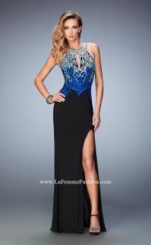 Picture of: Embroidered Jersey Prom Dress with Rhinestones in Black, Style: 22580, Main Picture