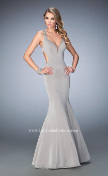 Picture of: Open Back Mermaid Prom Dress with Beaded Straps in Silver, Style: 22631, Main Picture