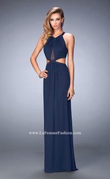 Picture of: Net Prom Dress with Open Back and Side Cut Outs in Blue, Style: 22664, Main Picture