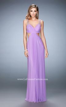 Picture of: Long Prom Gown with Open Back and Stud Detail in Purple, Style: 22729, Main Picture