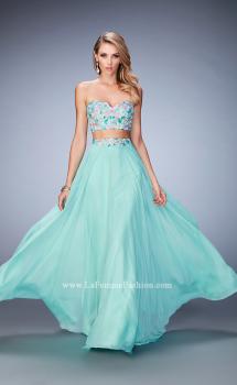 Picture of: Two Piece Prom Dress with Floral Lace Applique in Green, Style: 22732, Main Picture