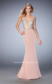 Picture of: Long Jersey Gown with Beading and Mermaid Skirt in Pink, Style: 22767, Main Picture
