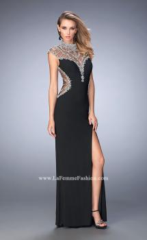Picture of: Long Embellished Prom Dress with Side Leg Slit in Black, Style: 22776, Main Picture