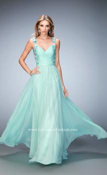 Picture of: Multicolored Floral Lace Embellished Long Prom Dress in Green, Style: 22804, Main Picture