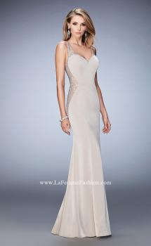 Picture of: Jersey Prom Gown with Sheer Back, Sides, and Straps in Nude, Style: 22808, Main Picture