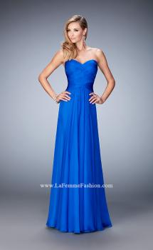 Picture of: Gathered Chiffon Prom Gown with Sweetheart Neck in Blue, Style: 22815, Main Picture