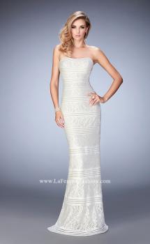 Picture of: Strapless Lace Dress with Gold Shimmer Lining in White, Style: 22841, Main Picture