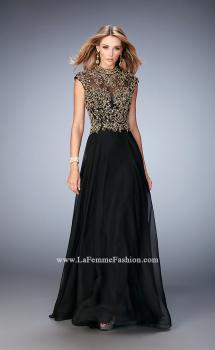 Picture of: Long Prom Dress with Embellished Waistband in Black, Style: 22895, Main Picture